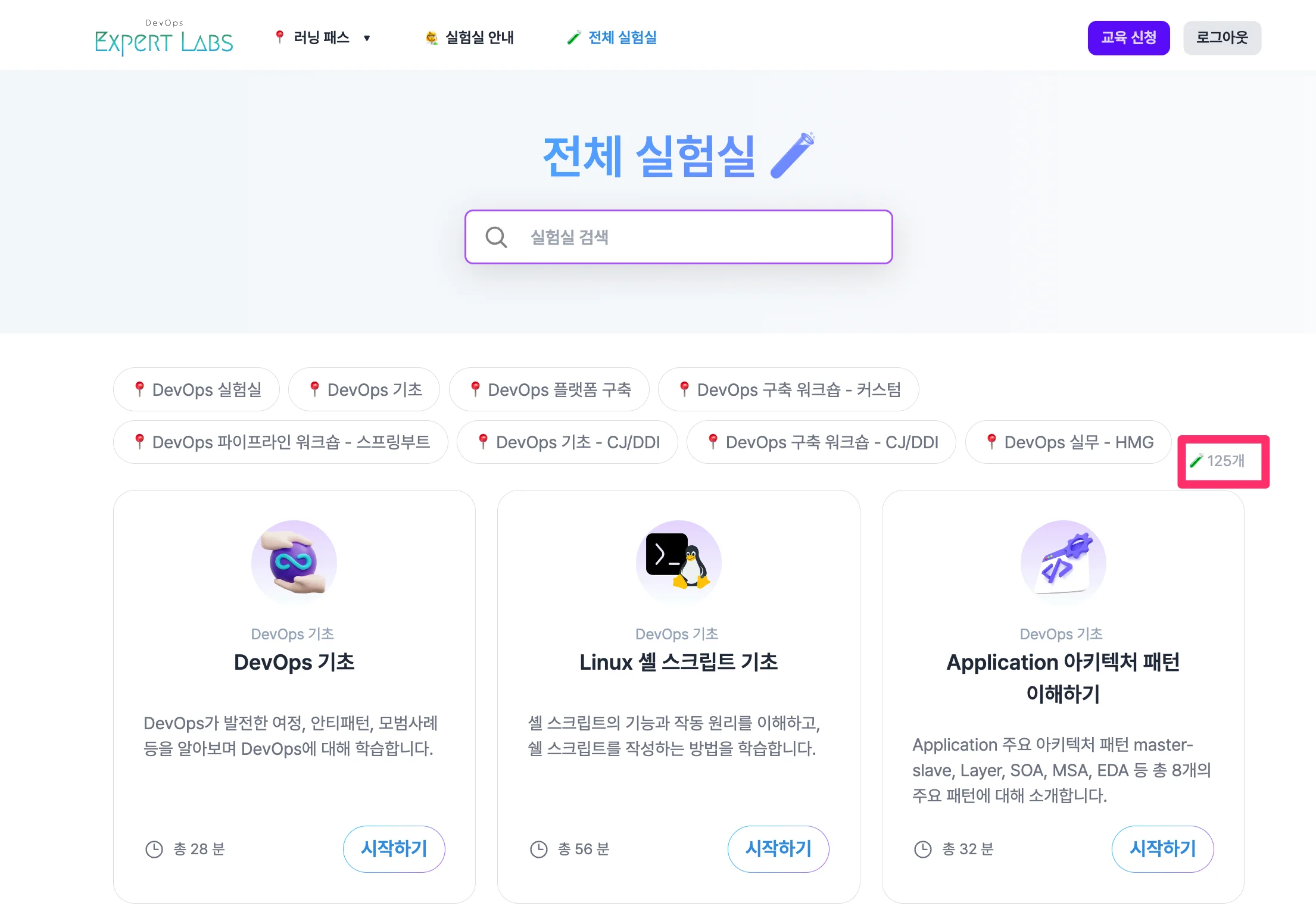 DevOps Expert Labs에서 제공하는 수많은 실험실