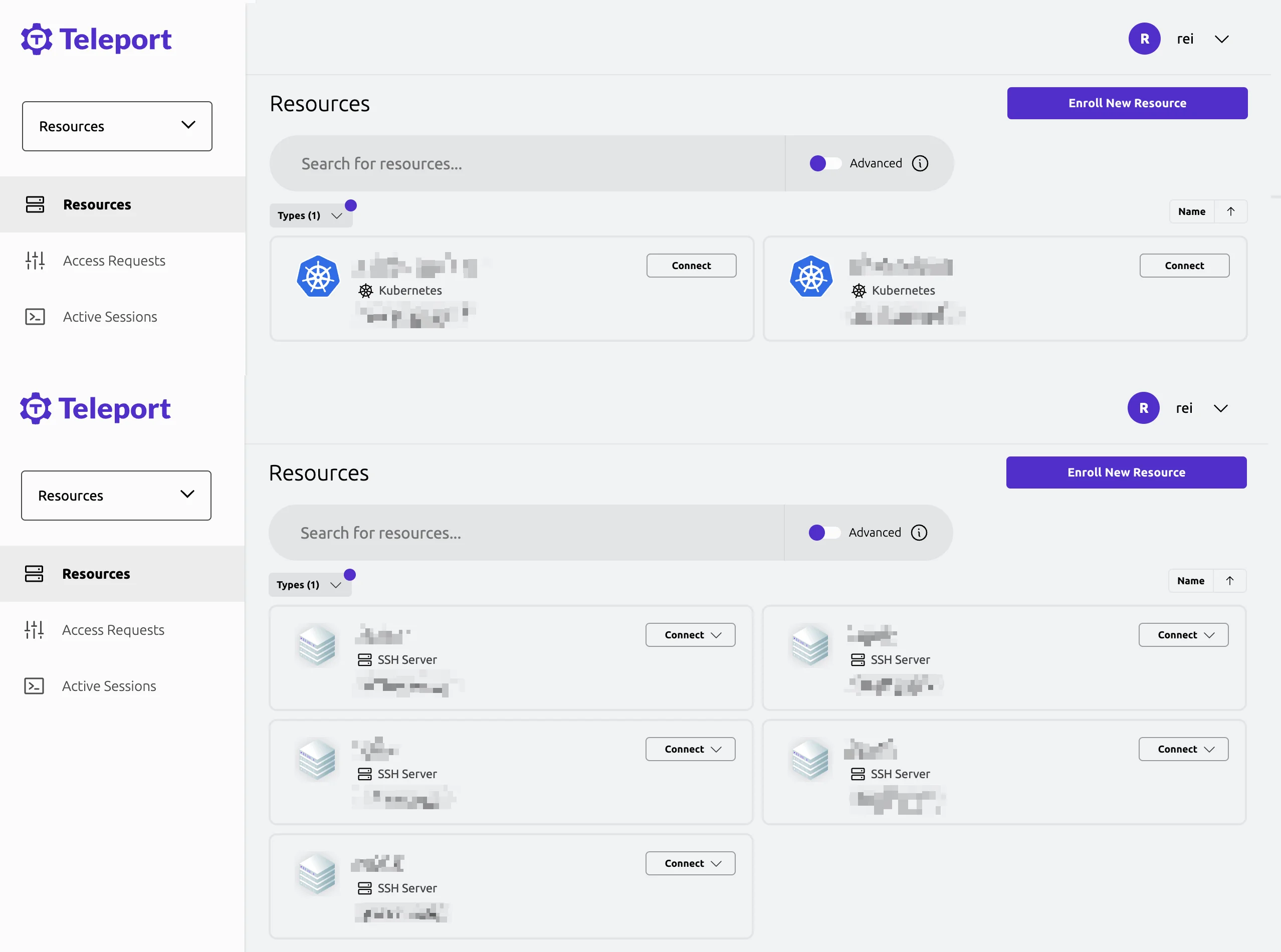 Teleport 리소스 관리 화면. 출처=Teleport