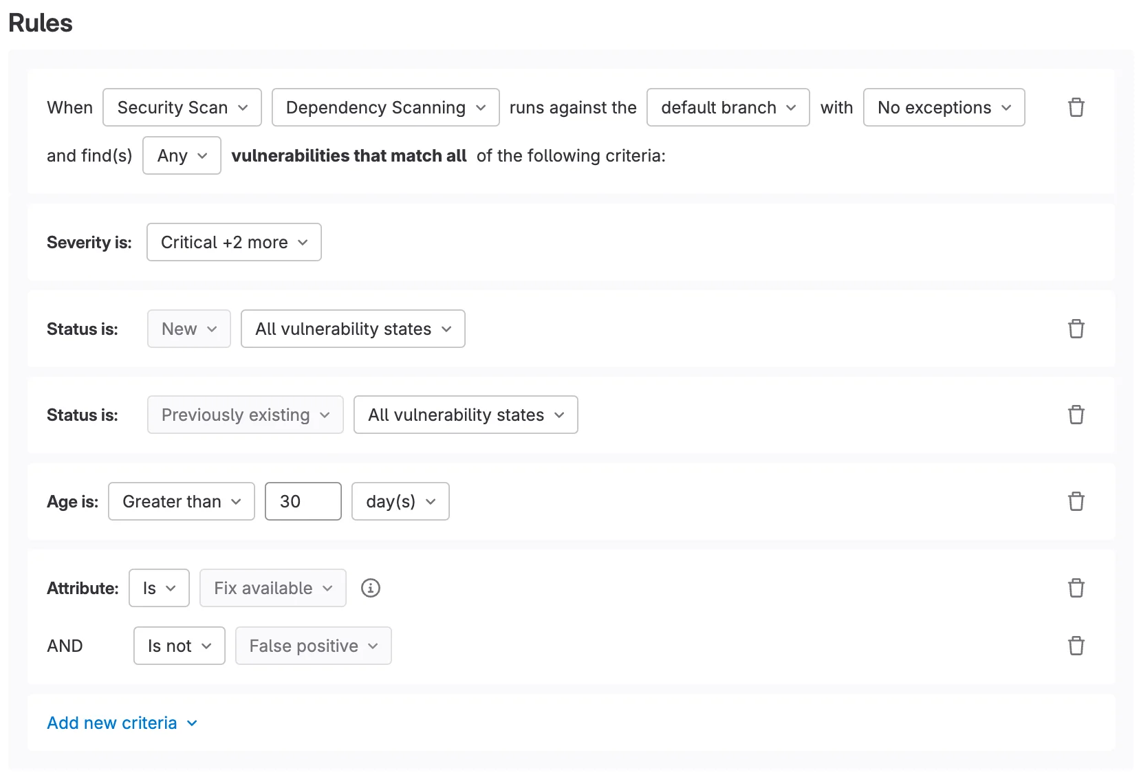스캔 결과 정책 필터를 사용하면 보안 컴플라이언스의 정확성이 향상됩니다. 출처=GitLab