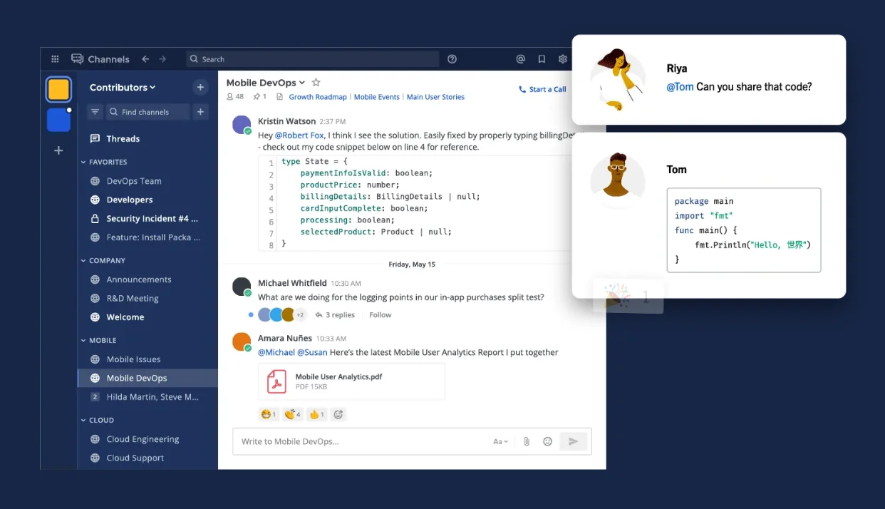 Mattermost 메신저 창. 출처=Mattermost