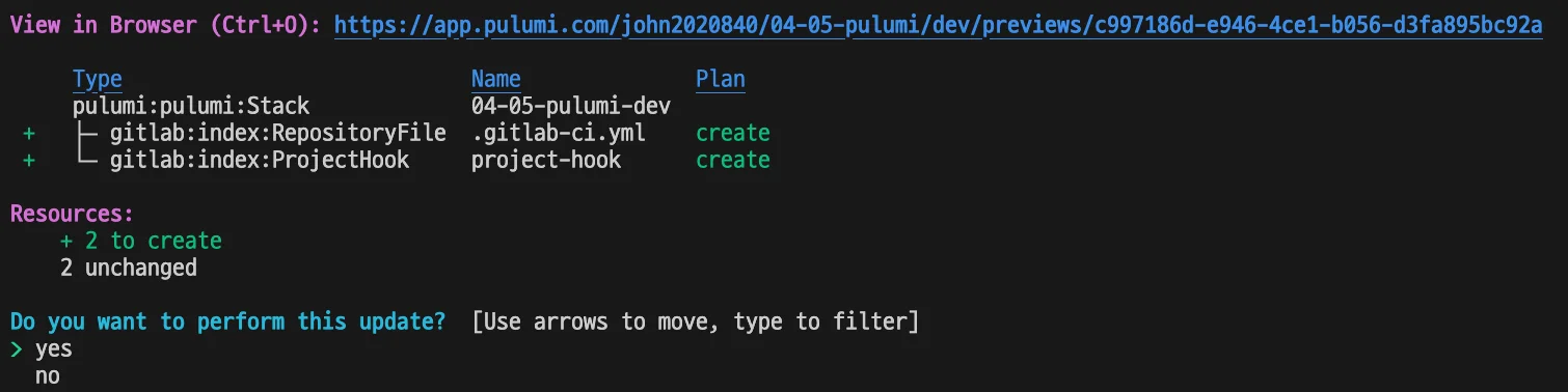 터미널에 나온 변경 사항 현황