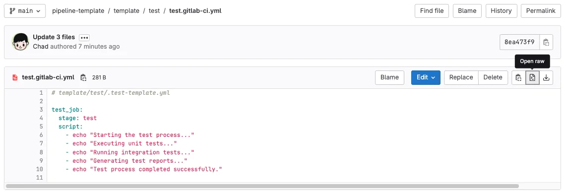 파일을 위치한 경로로 이동한 후, 오른쪽 상단의 Open raw 버튼을 클릭하면 Raw URL을 얻을 수 있습니다.