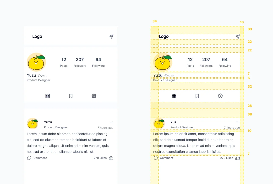 그리드, 규칙 없이 작업한 화면