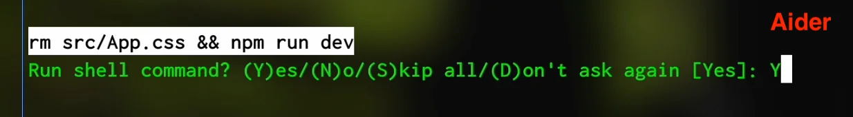 Aider 인터랙션 화면