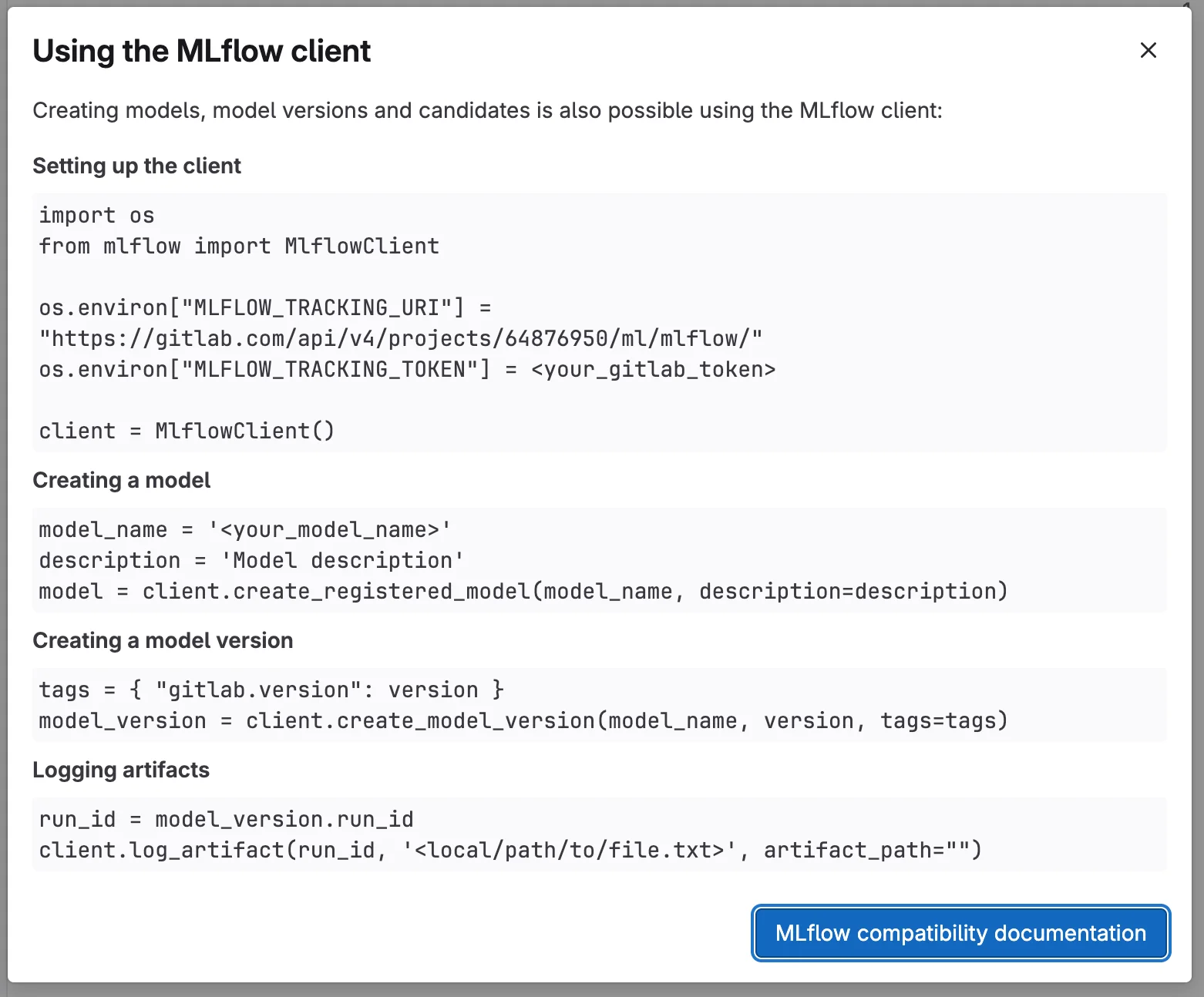 MLflow Client 활용 화면