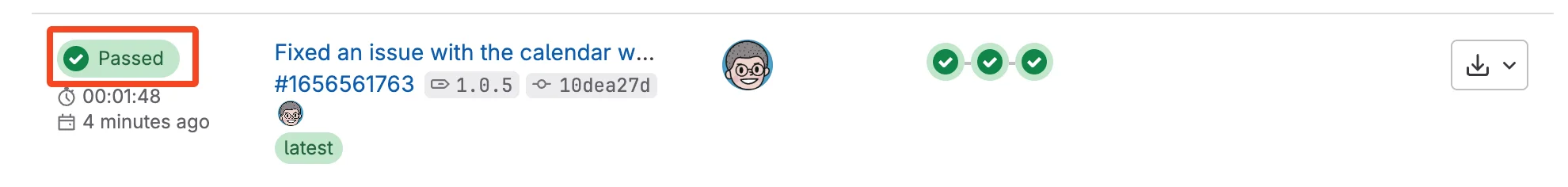 성공적으로 실행된 파이프라인 결과를 확인하는 화면