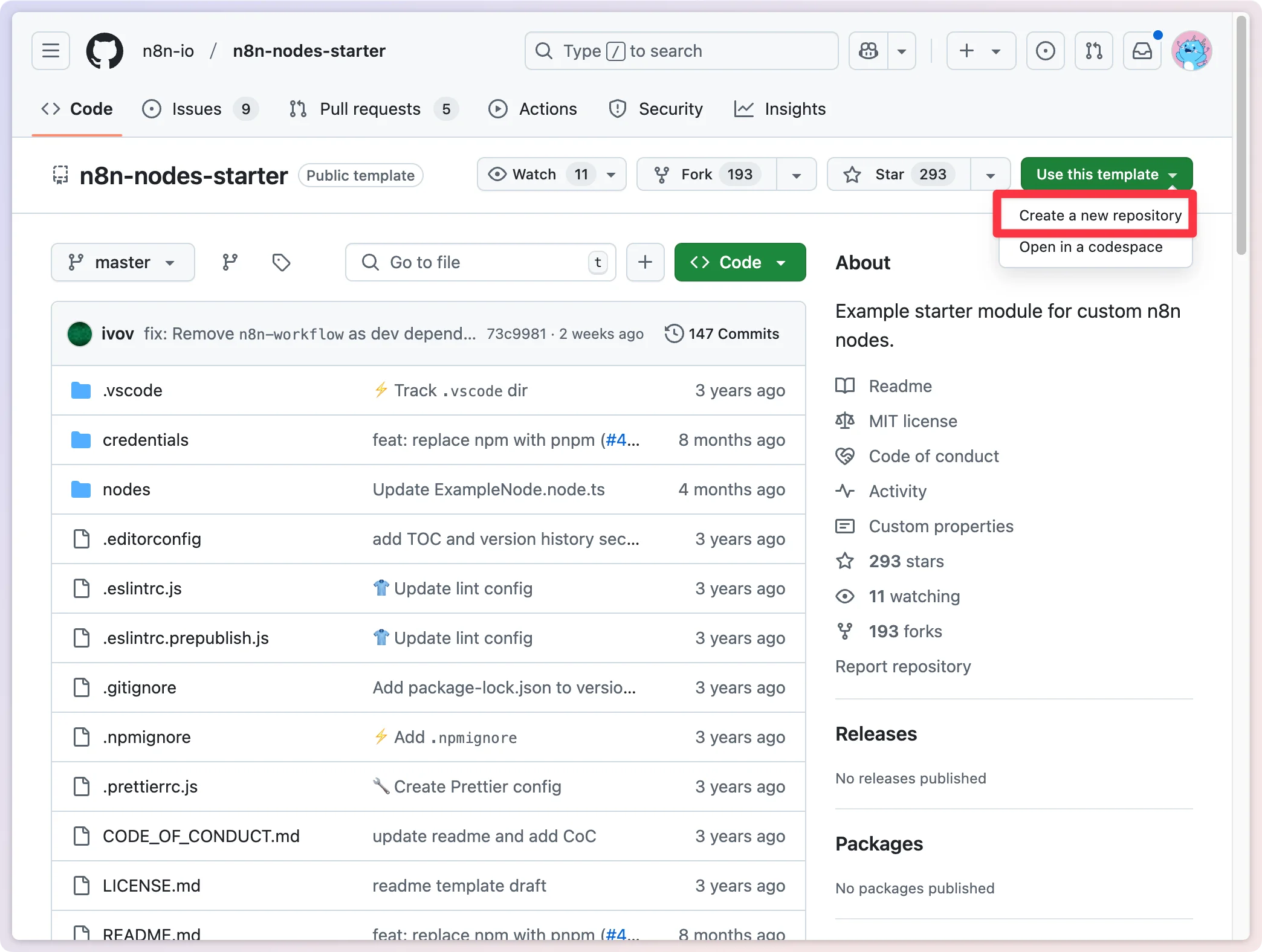 https://github.com/n8n-io/n8n-nodes-starter 화면