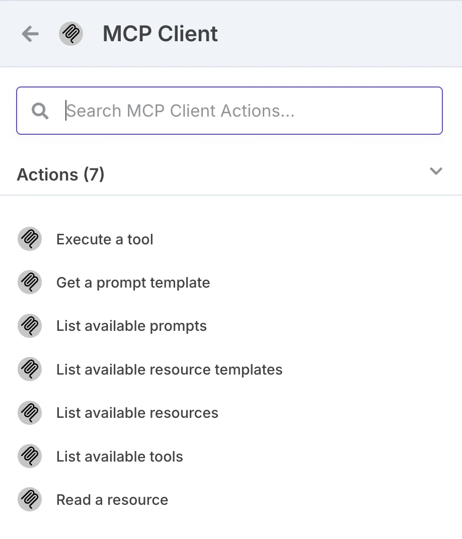 n8n-nodes-mcp-client 노드의 지원 기능