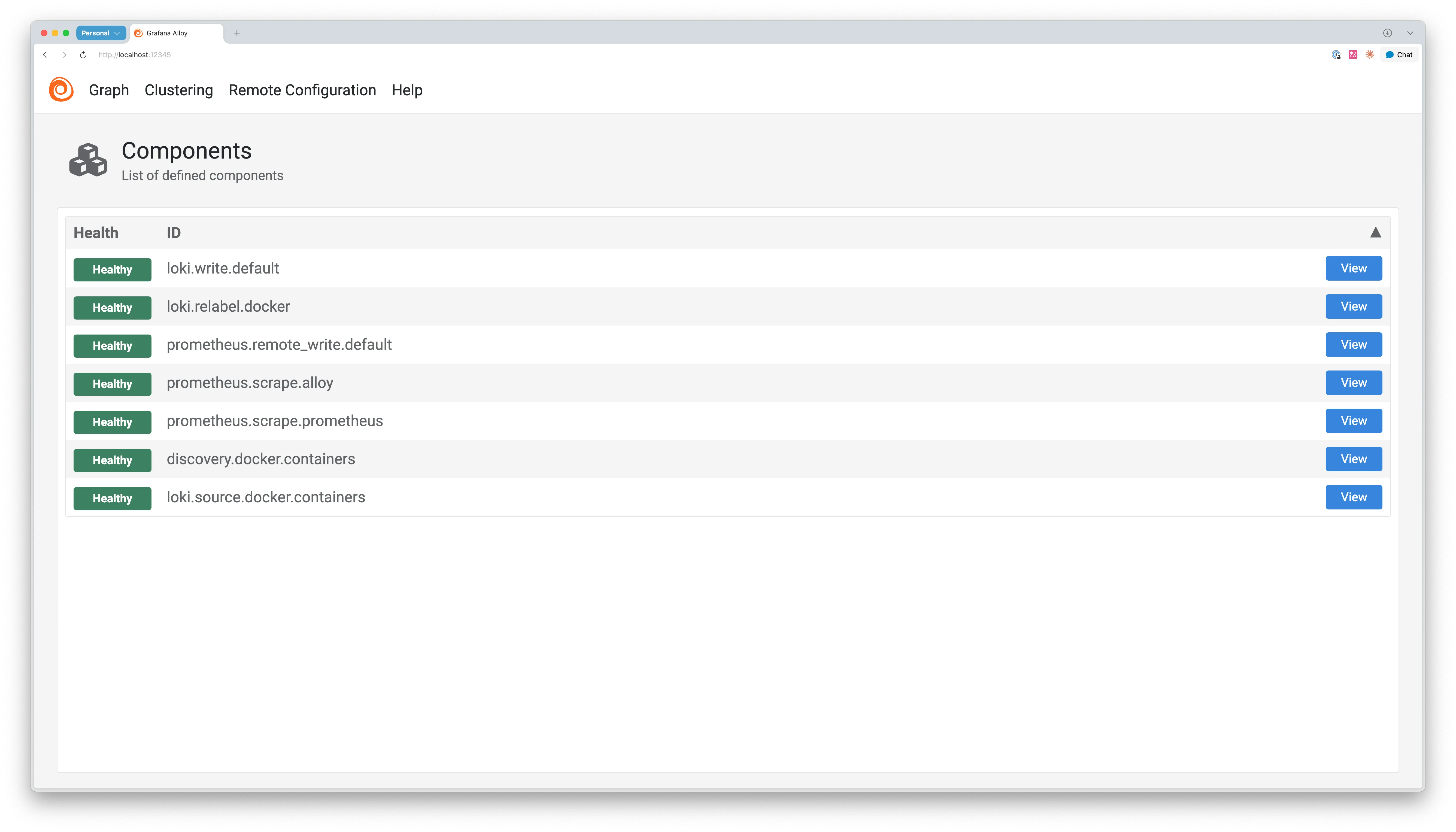 Alloy의 Components 페이지