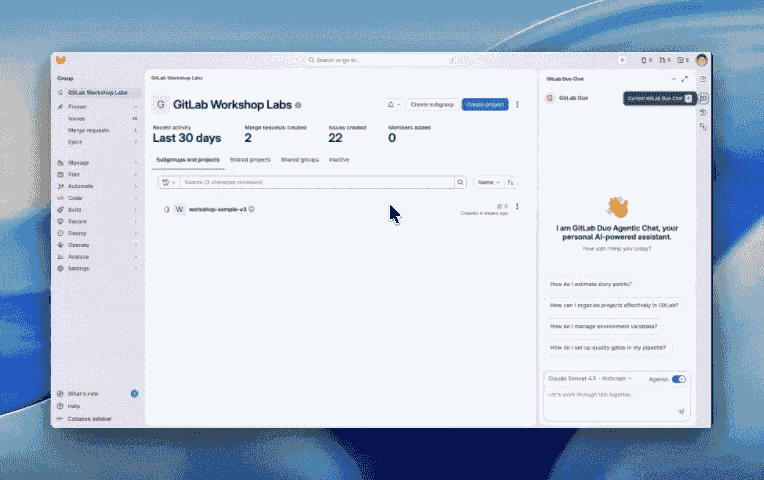 에이전틱 채팅에서 에이전트가 자율적으로 프로젝트 컨텍스트를 탐색하는 화면