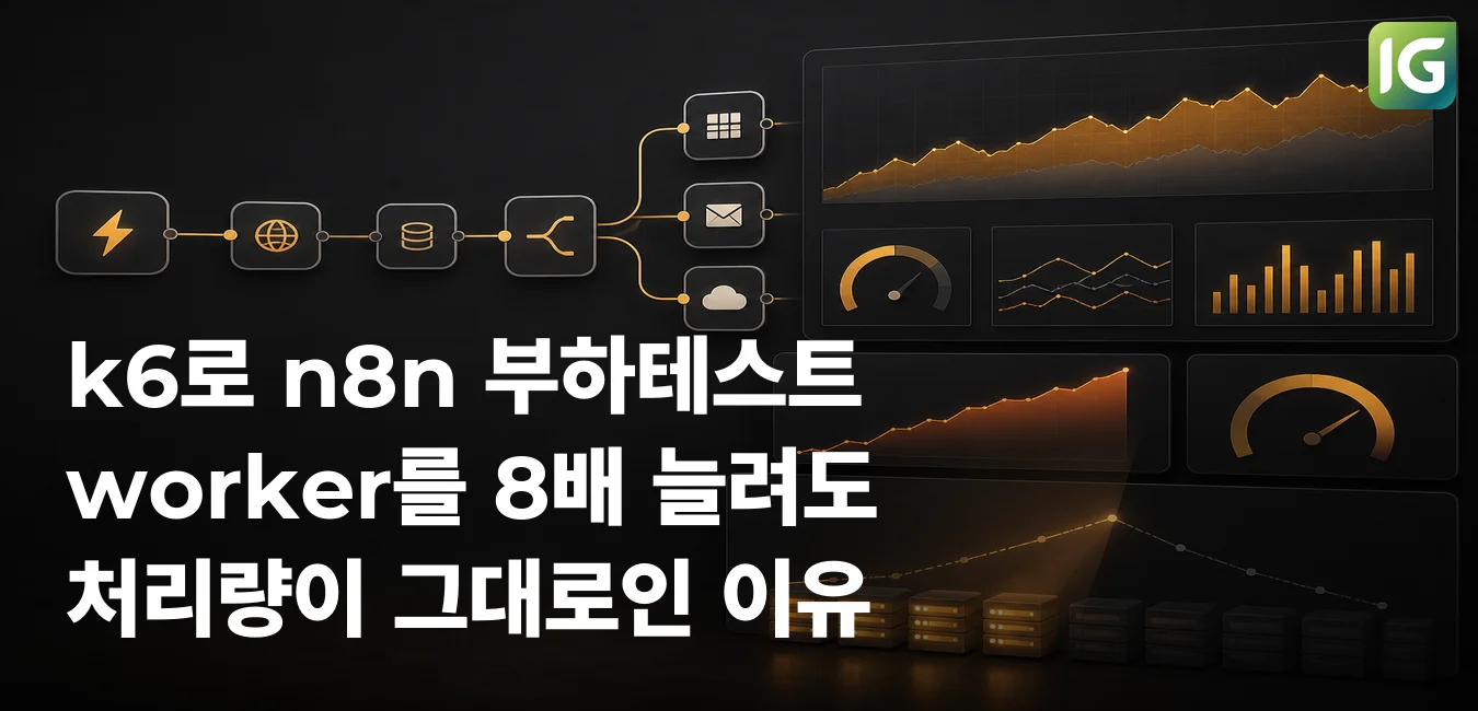 k6로 n8n 부하테스트 - worker를 8배 늘려도 처리량이 그대로인 이유