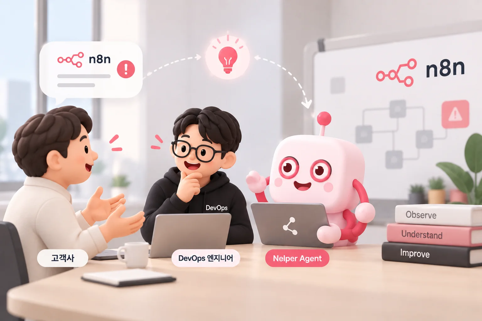 고객사 현장에서 엔지니어가 들은 n8n 관련 요청이 아이디어가 돼 Nelper Agent로 이어지는 흐름