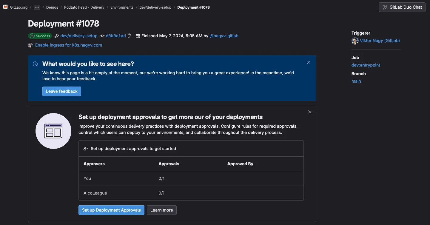 배포 상세 페이지. 출처=GitLab
