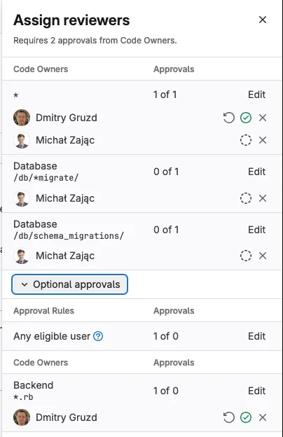 GitLab MR 리뷰어 할당 화면. 출처=GitLab