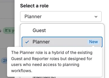GitLab Planner role 지정 화면. 출처=GitLab