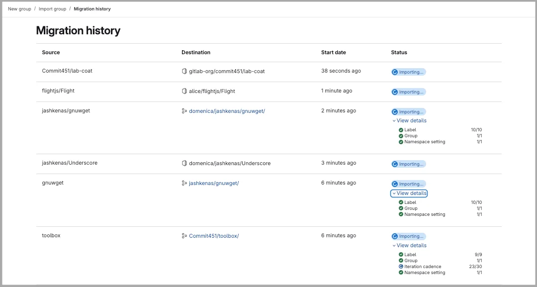 GitLab 마이그레이션 이력. 출처=GitLab