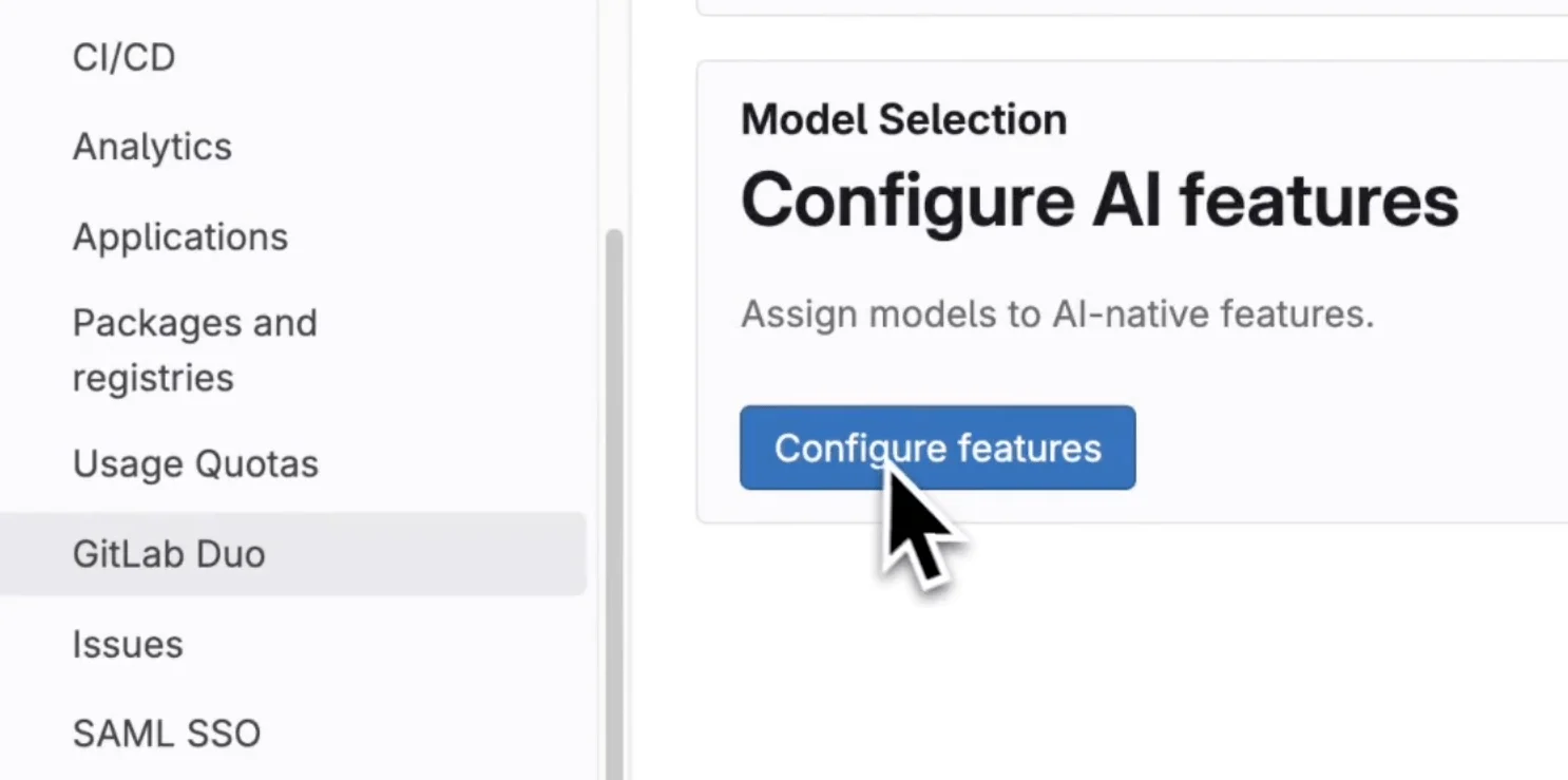 GitLab Duo 모델 선택 설정 화면. 출처=GitLab