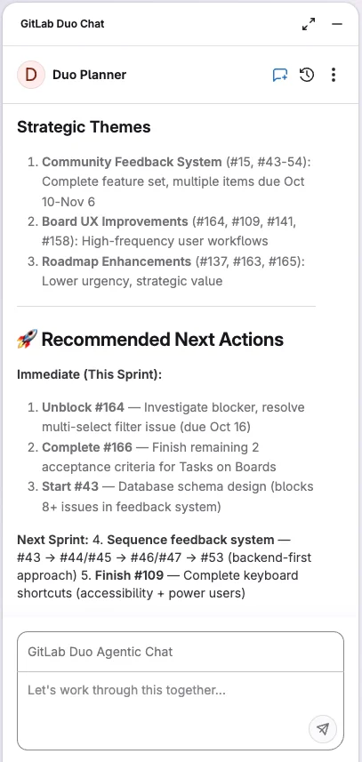 GitLab Duo Planner 사용 화면. 출처=GitLab
