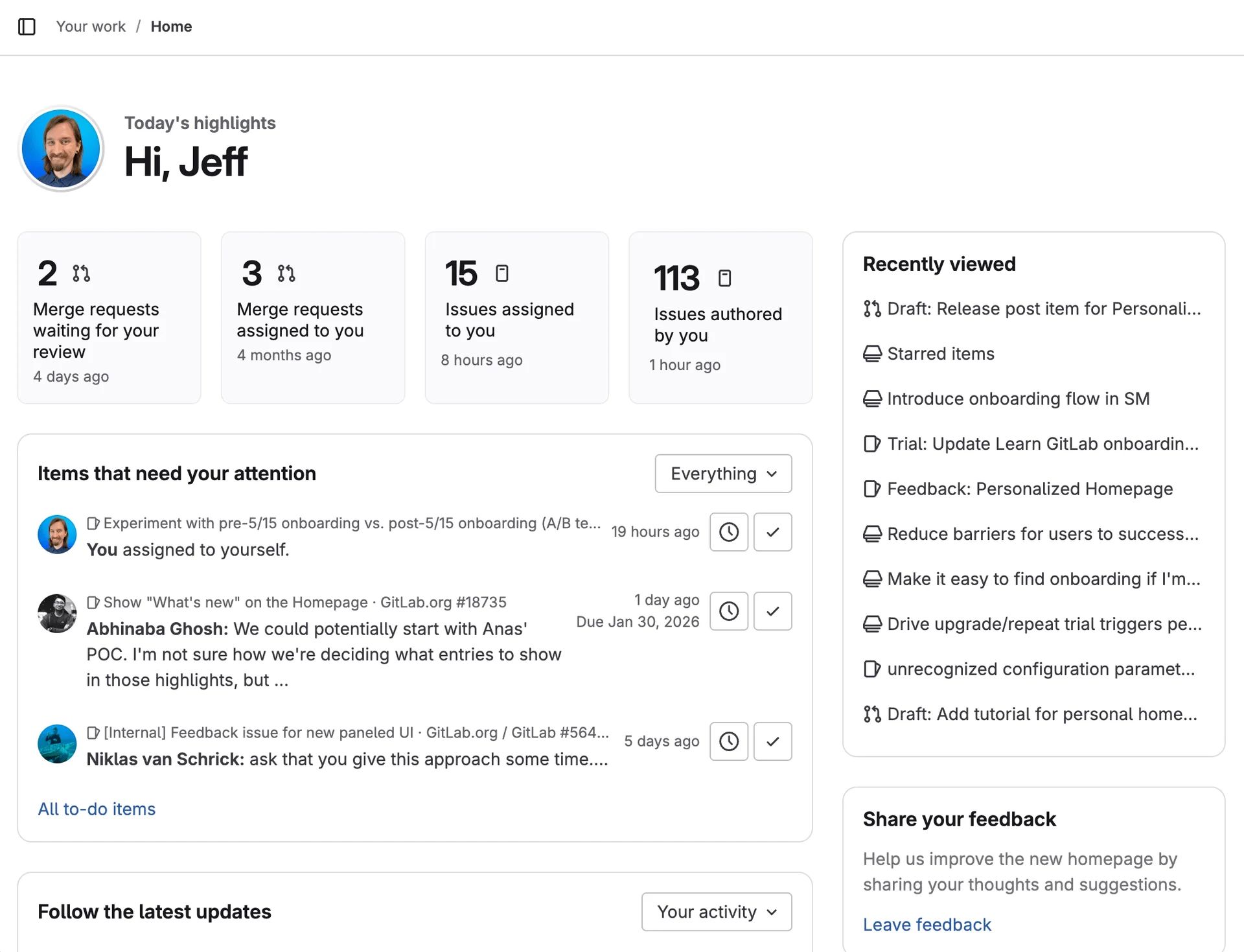 새로운 개인 홈페이지 화면. 출처=GitLab